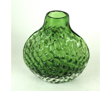 A Whitefriars glass Onion Fish vaseDesigned by Geoffrey Baxter, decorated in the Meadow Green colourway, pattern number 9758,