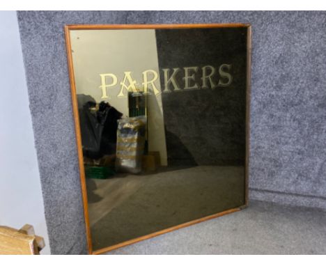 Very large vintage wooden framed Parker’s pub mirror 145x159cm