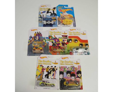 A complete set of MATTEL HOT WHEELS limited edition 'The Beatles Yellow Submarine' series comprising all 6 vehicles issued fo