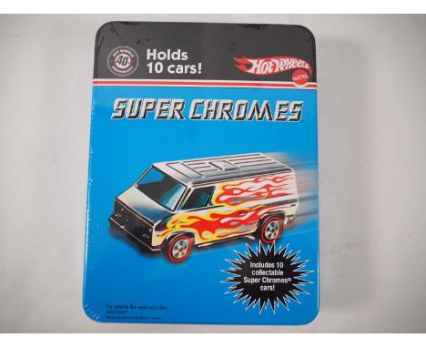 A MATTEL Hot Wheels 40th Anniversary 'Super Chromes' 10 car collectors tin with 10 Super Chrome cars included, factory sealed