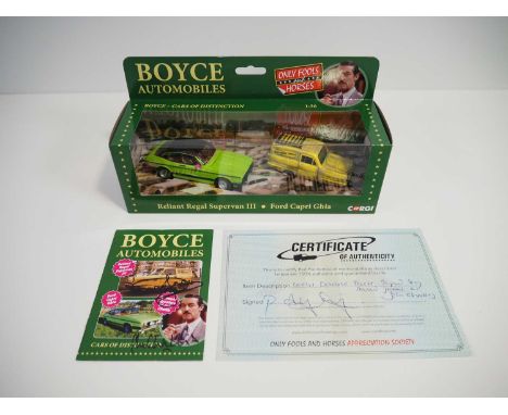 A CORGI Only Fools and Horses 'Boyce Automobiles' twin car set including the internal leaflet signed by David Jason and John 