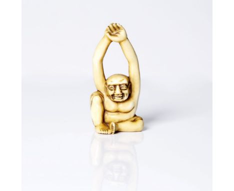 fine, antique, lovely Japanese antler netsuke, depicting a sage .  Meiji period.  This netsuke is depicting Yokai, Japanese f