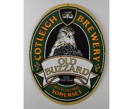 Cotleigh Brewery 'Old Buzzard' Wiveliscombe Somerset advertising enamel sign. 49cm x 37cm.  In good condition.