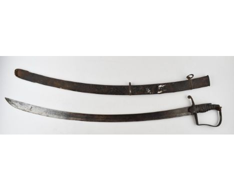 A British Georgian 1796 Pattern Light Cavalry Officer's Sabre, circa 1810, with shagreen, wire-bound grip. In a/f condition w