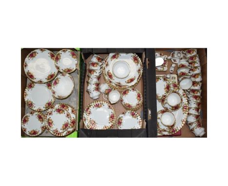 An extensive collection of Royal Albert Old Country Roses tea and dinner ware to include cups, saucers, tazzas, oval platters
