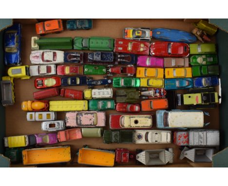 A mixed collection of vintage diecast model cars to include examples by Corgi, Dinky and Matchbox together with other similar