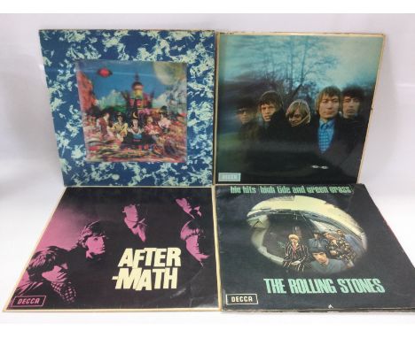 Four Rolling Stones LPs comprising a first UK pressing of 'Their Satanic Majesties Request' with lenticular sleeve, 'Between 