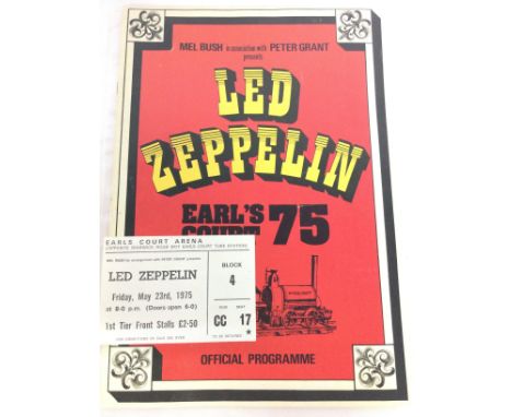 Led Zeppelin Earls Court 1975 Official Programme and ticket