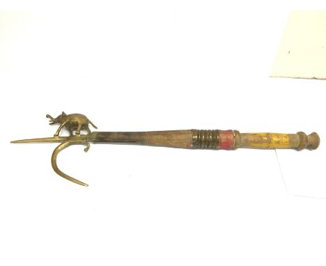 Indian Ankush Elephant poking stick with a brass tip. Approximately 51cm long. NO RESERVE