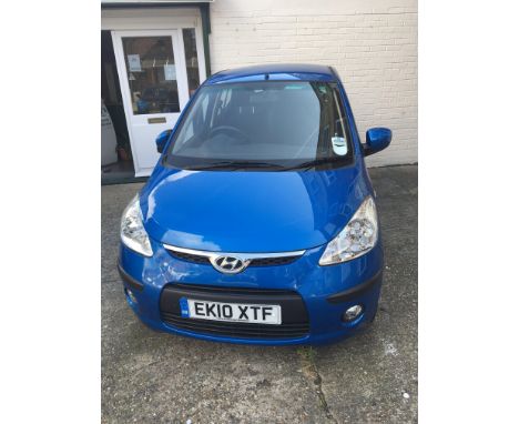 A Hyundai I10 car five door hatchback Petrol engine Registration EK10 XTF. The car sold as seen no MOT. No V5 logbook. Proven
