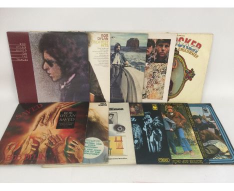 Eleven folk rock and pop LPs by various artists including Bob Dylan, The Byrds, The Mamas And The Papas and others.