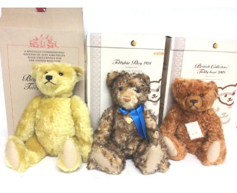 Collection of Steiff bears boxed and tagged including Petsy, Collectors bear 2001 &amp; 2005. Postage cat C