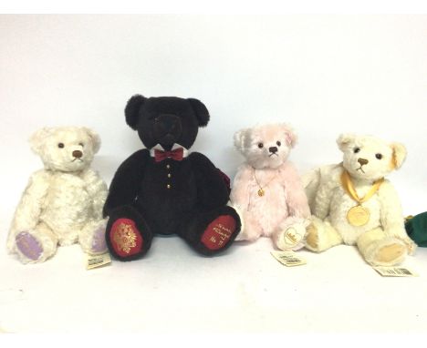 A collection of Steiff bears including Englands rose, Diana Memorial, Sarah Fabarge no11, Millennium bear. Postage cat C.
