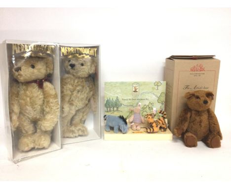 Boxed Merrythought Prince William + Bobby World Cup bears, Steiff Winnie the Pooh miniature set &amp; Steiff Artist bear 2003