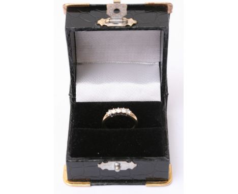 A ladies 9ct gold 5 stone diamond ring, approximately size J-K, approximate weight 1.7 grams, in ring box