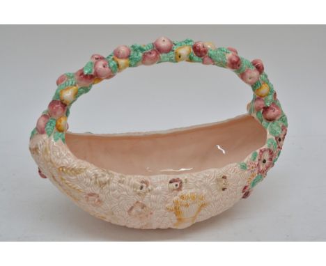 A Clarice Cliff My Garden pink basket with looped handle