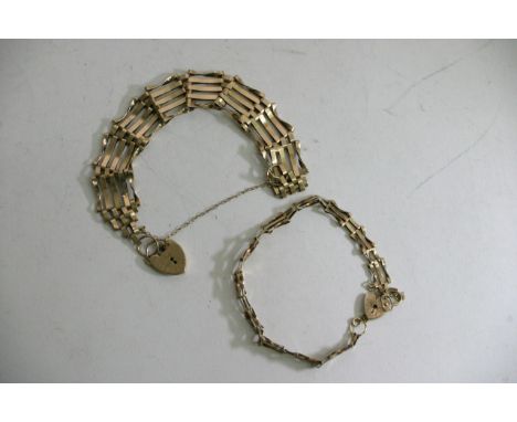 Two 9 carat gold gate bracelets.