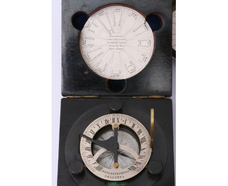 A rare, unusual and interesting brass Charles Nephew & Co Calcutta horizontal sun dial clock