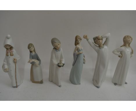 A collection of six Lladro small figures