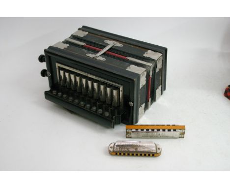 A small accordion camera mouth organ three D views etc