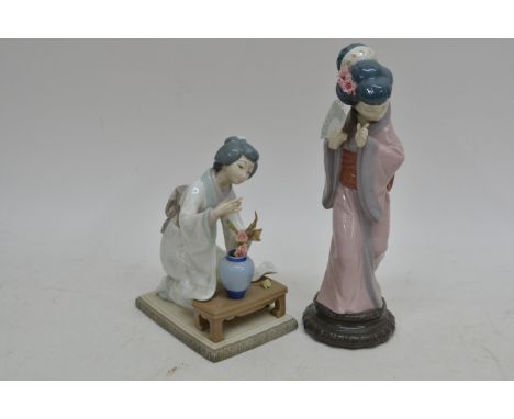 Two Lladro figurines in the form Geisha