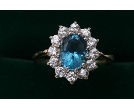 A 9ct gold aquamarine stone ring, approx 2.1g and size M.