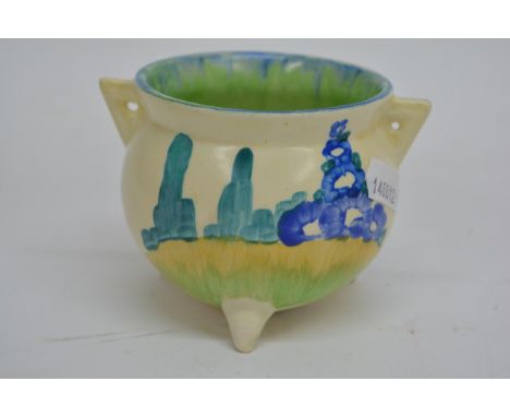 A Bizarre by Clarice Cliff ceramic cauldron with orange and yellow flowers