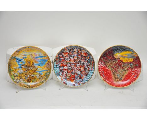 A collection of Poole pottery 'Landscape in winter' dishes, series plates etc.