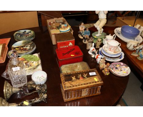 An inlaid Neapolitan trinket box AF and various collector's tins 