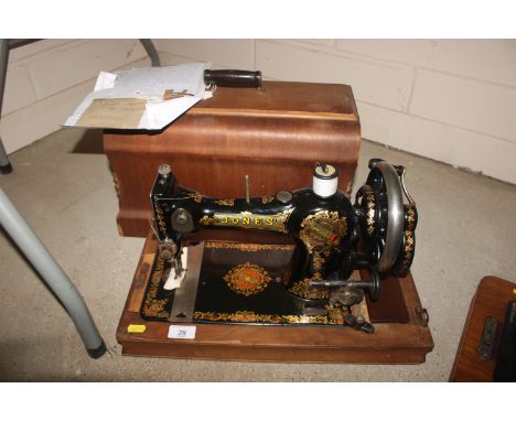 A vintage Jones Family CS hand sewing machine