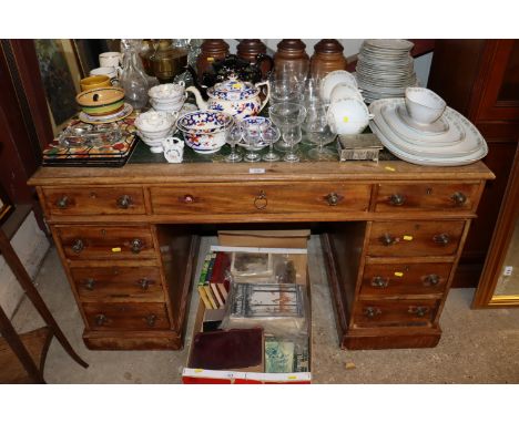 A Victorian mahogany twin pillar writing desk AF