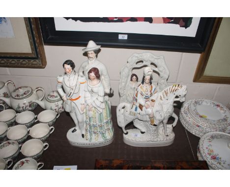 A collection of Staffordshire flatback figures to include Baden-Powell, Princess Royal of Prussia etc