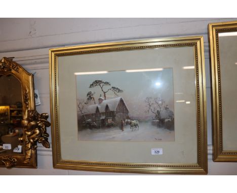 R. Cooper (Scottish) study of a snowbound rural scene, signed watercolour 