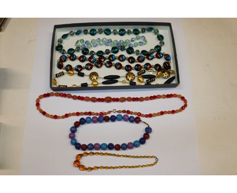 A box of vintage and other glass bead necklaces