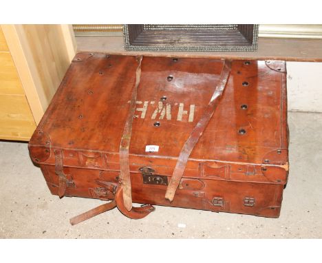 A vintage leather trunk 