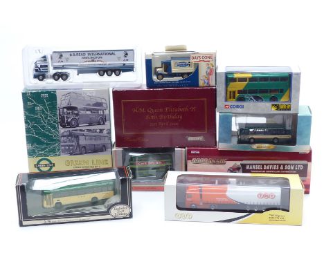 Ten Corgi, Exclusive First Editions (EFE) and similar diecast model vehicles including buses, lorries etc, all in original bo