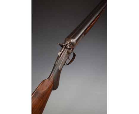 Saunders & Bawkley Ltd 12 bore side by side hammer action shotgun with engraved locks, trigger guard, underside, hammers, top
