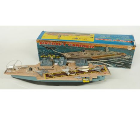 Marx tinplate Battery Operated Aircraft Carrier with Multi-Actions, J-9426, in original box.&nbsp;