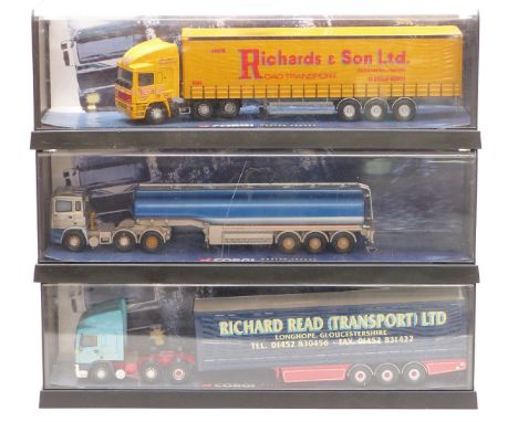 Three Corgi Modern Trucks&nbsp;1:50 scale diecast model lorries Gulf Oil ERF Tanker 75101, Jack Richards &amp; Son Ltd ERF Cu