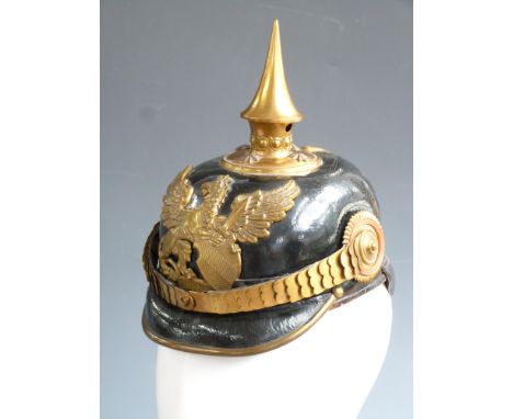 German officer's Baden Regiment pickelhaube helmet complete with Baden cockade and lining