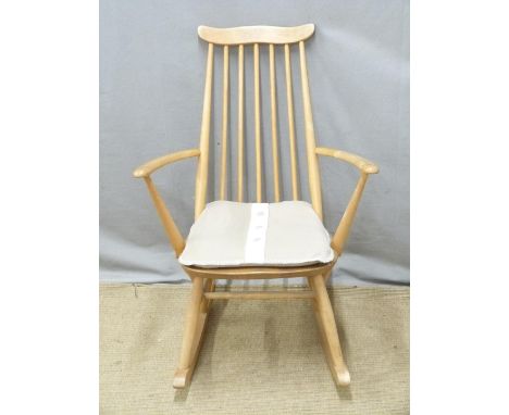 Ercol small light elm rocking chair, H90cm&nbsp;