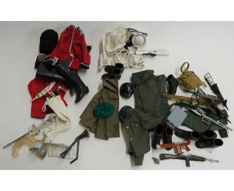 A collection of Palitoy Action Man action figure doll outfits and accessories including Household Cavalry.&nbsp;