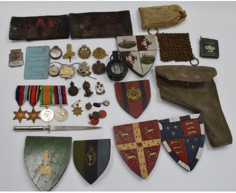 WW2 medals, badges and ephemera, believed to have been awarded to 243607 Lieut. Donald Peter Bennett, found in named trunk an