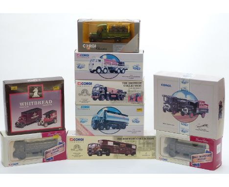 Nine Corgi and Corgi Classics diecast model commercial vehicles including The Brewery Collection, Road Transport Heritage, Co