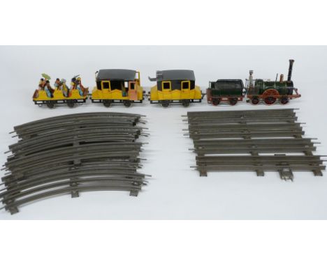 Marklin Der Adler centenary 1835-1935 three rail electric 0 gauge train set comprising 2-2-2 Adler tender locomotive, two clo