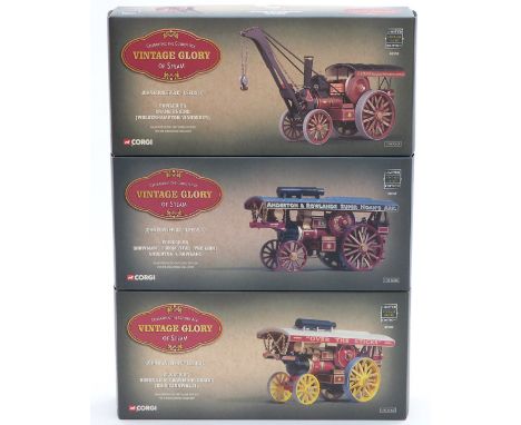 Three Corgi Vintage Glory Of Steam 1:50 scale limited edition diecast model John Fowler &amp; Co (Leeds) Ltd Fowler B6 Wolver