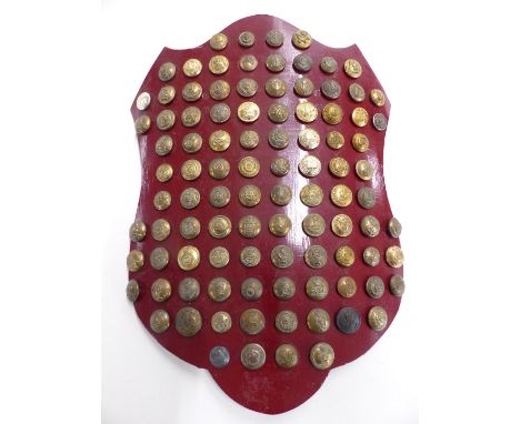 Collection of buttons, mainly British Army Highland Light Infantry, South Staffordshire Regiment, Notts and Derby Regiment et