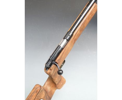 Anschutz model Match 54 18 series .22 bolt-action target rifle with adjustable cheek piece, butt plate and trigger, shaped se