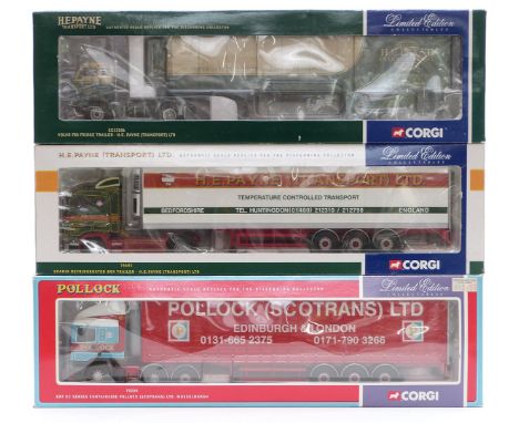 Three Corgi&nbsp;1:50 scale limited edition diecast model lorries Pollock (Scotrans) Ltd 75205 and H E Payne (Transport ) Ltd