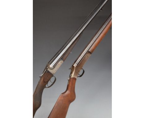 Two 12 bore shotguns one Harrington &amp; Richardson Model 1908 with semi-pistol grip and 30 inch barrel, overall length 116c